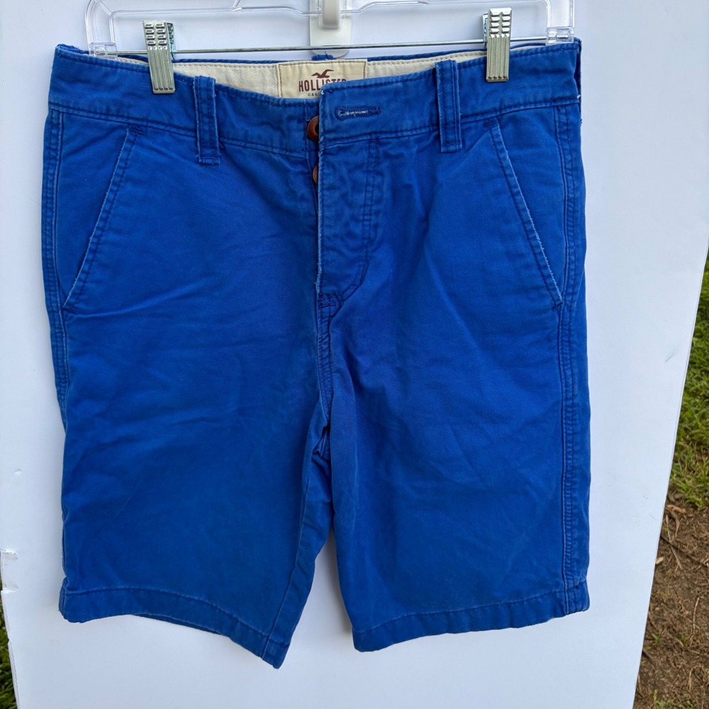 Hollister Mens Chino Shorts Size 28 Blue Cotton Button Fly 3H0516